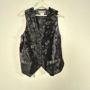D.B. Waldo Separates Womens Floral Black Velvet Vest Medium Waistcoat Jacket